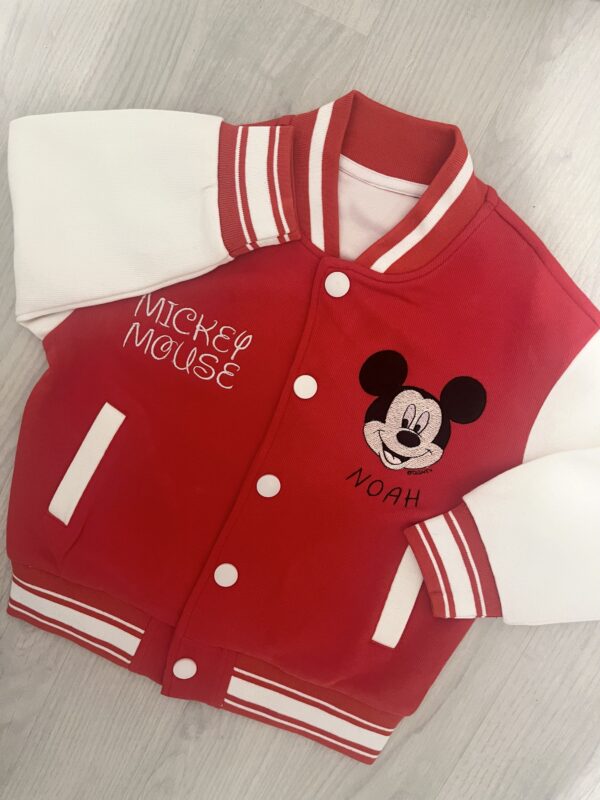 Personalised Embroidered Mickey Varsity Jacket/Sweatshirt - Red