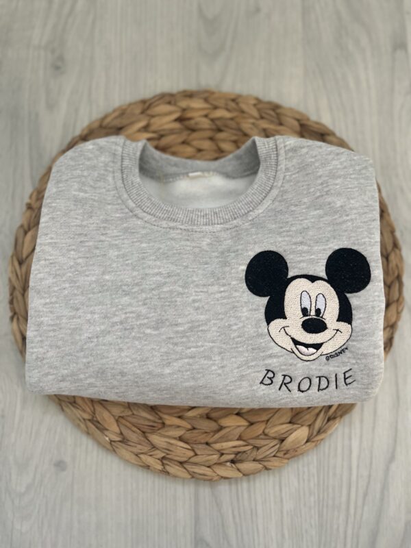 Grey Mickey Personalised Vented Sweatshirt - Embroidered