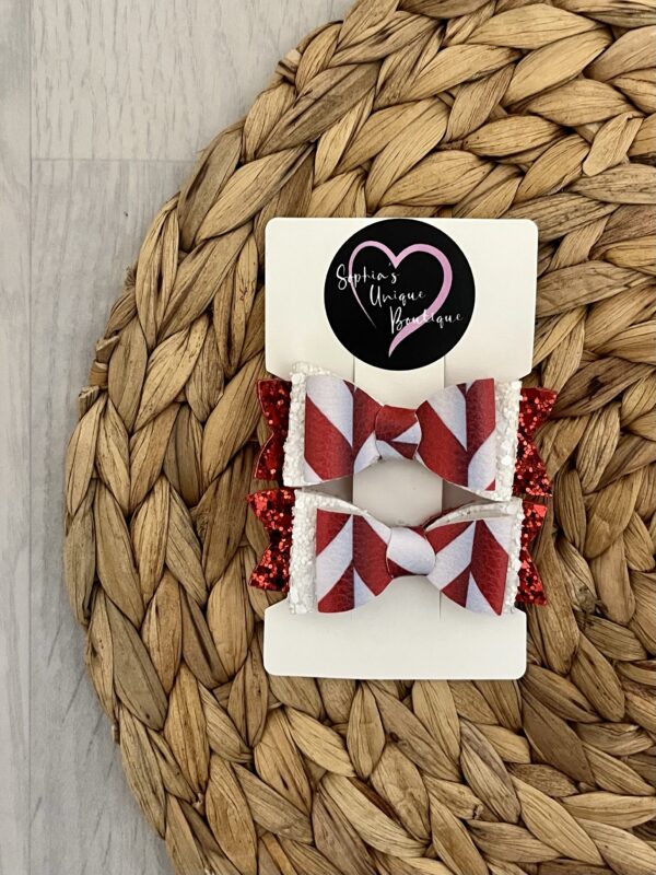 Candy Cane Bow 2 pack 3 inch
